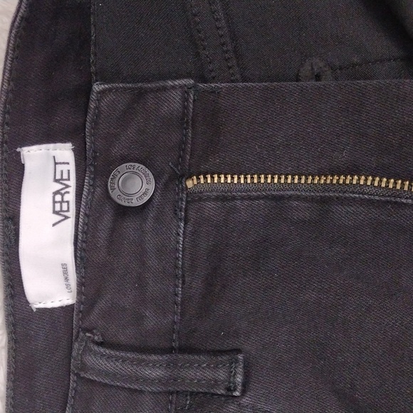 Vervet By Flying Monkey Black High Waist Straight Leg Colored Denim Cargo Jean - Picture 7 of 13